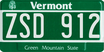 VT license plate ZSD912