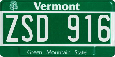 VT license plate ZSD916