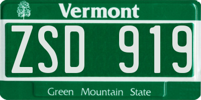 VT license plate ZSD919