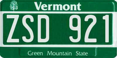 VT license plate ZSD921