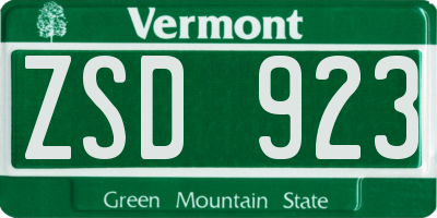 VT license plate ZSD923