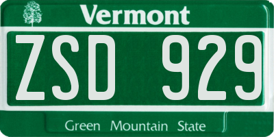 VT license plate ZSD929