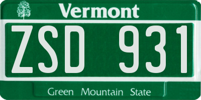 VT license plate ZSD931
