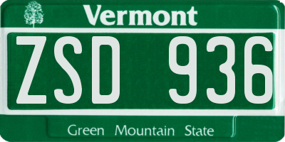 VT license plate ZSD936