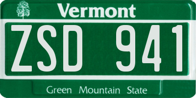 VT license plate ZSD941