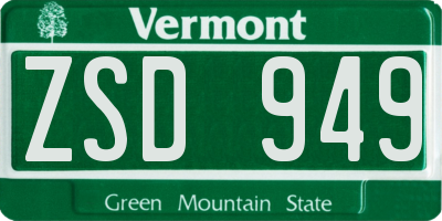 VT license plate ZSD949