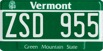 VT license plate ZSD955