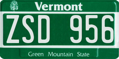 VT license plate ZSD956