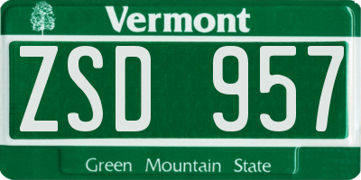 VT license plate ZSD957