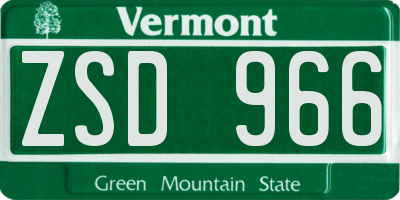 VT license plate ZSD966