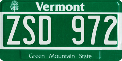 VT license plate ZSD972