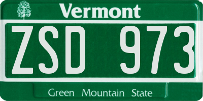 VT license plate ZSD973