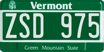 VT license plate ZSD975