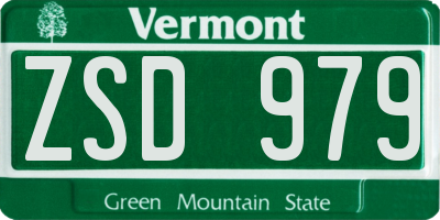 VT license plate ZSD979