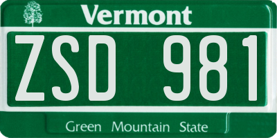 VT license plate ZSD981