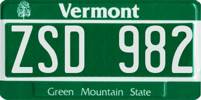 VT license plate ZSD982