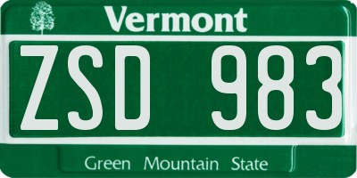 VT license plate ZSD983