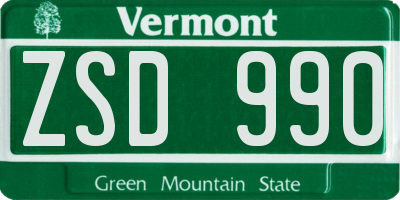 VT license plate ZSD990
