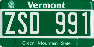 VT license plate ZSD991