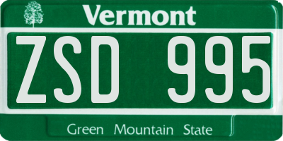 VT license plate ZSD995