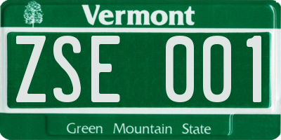 VT license plate ZSE001