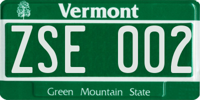 VT license plate ZSE002