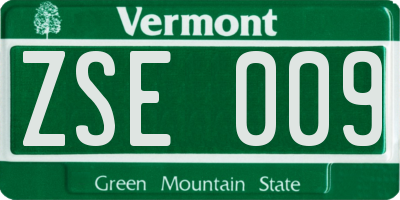 VT license plate ZSE009