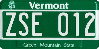 VT license plate ZSE012