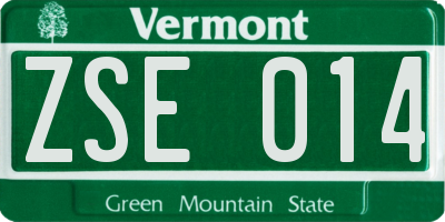 VT license plate ZSE014
