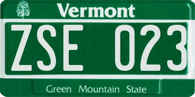 VT license plate ZSE023