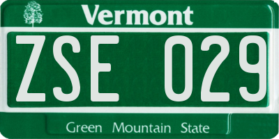 VT license plate ZSE029