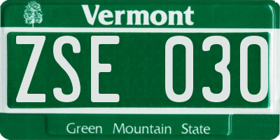 VT license plate ZSE030