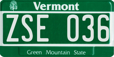 VT license plate ZSE036