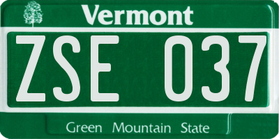 VT license plate ZSE037