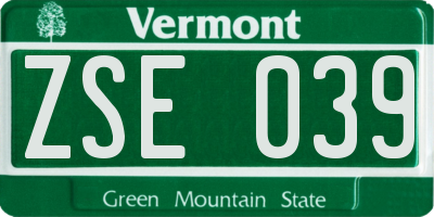 VT license plate ZSE039