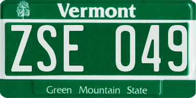 VT license plate ZSE049
