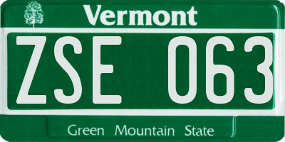 VT license plate ZSE063