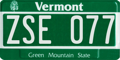 VT license plate ZSE077