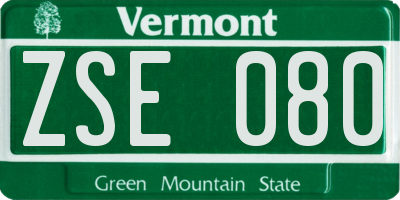 VT license plate ZSE080