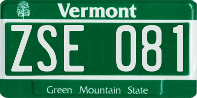 VT license plate ZSE081