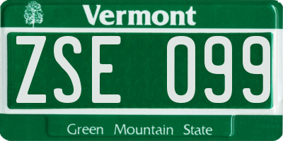 VT license plate ZSE099