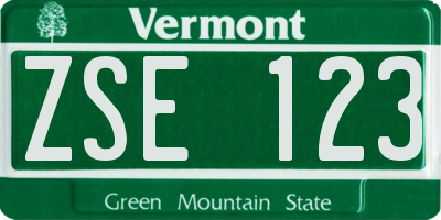 VT license plate ZSE123