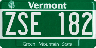 VT license plate ZSE182