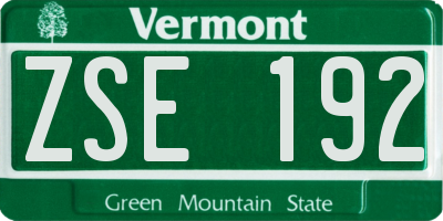 VT license plate ZSE192