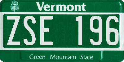 VT license plate ZSE196