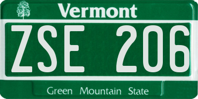 VT license plate ZSE206