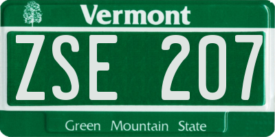 VT license plate ZSE207