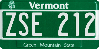 VT license plate ZSE212