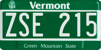 VT license plate ZSE215
