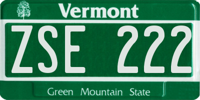 VT license plate ZSE222